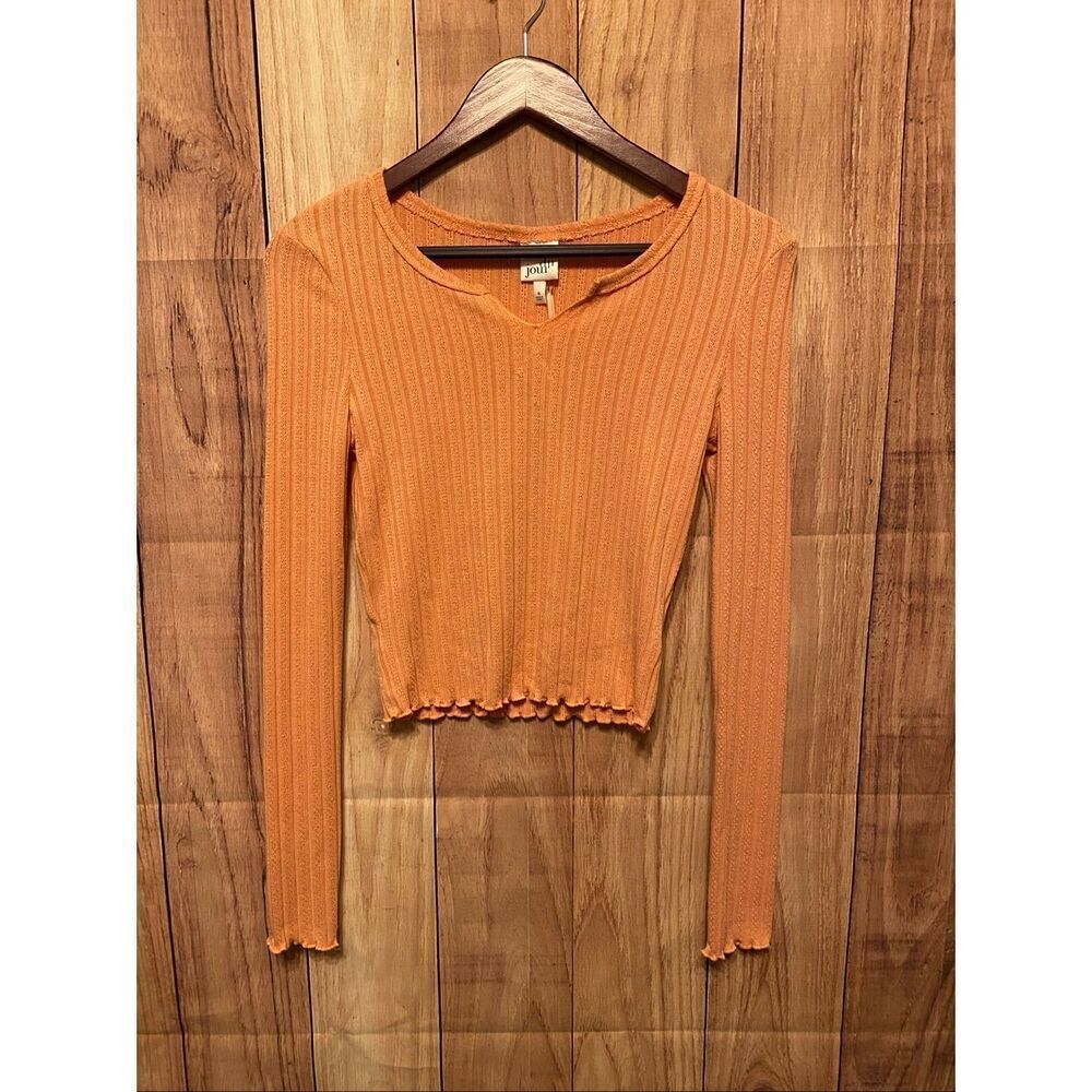 Belle du Jour Small NWT cantaloupe orange long sleeve shirt top